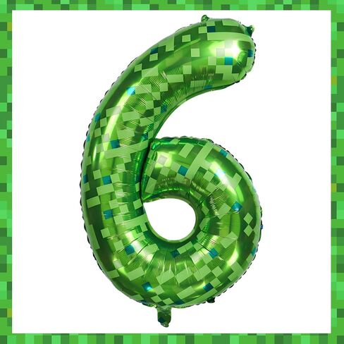 40 بوصة عملاق عملاق Green Pixel رقم البالون ، والبالون ، والتعدين ، زخارف حفلة عيد ميلاد خضراء 0-9 لوازم حفلات البالون الذكرى الذكرى (رقم 6) اختياري (رقم 6) in Kuwait