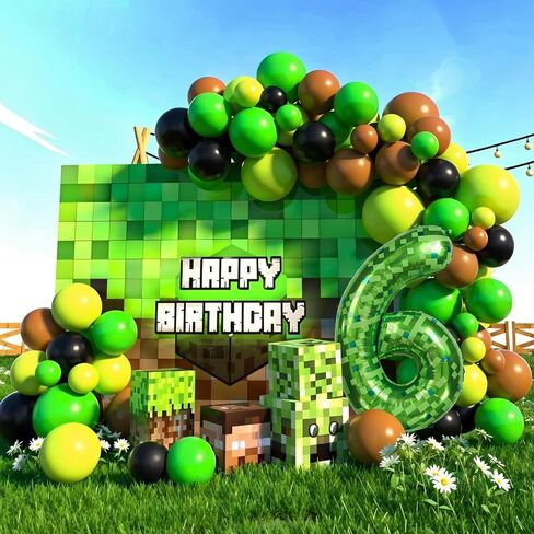 40 بوصة عملاق عملاق Green Pixel رقم البالون ، والبالون ، والتعدين ، زخارف حفلة عيد ميلاد خضراء 0-9 لوازم حفلات البالون الذكرى الذكرى (رقم 6) اختياري (رقم 6) in Kuwait