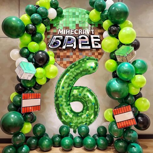 40 بوصة عملاق عملاق Green Pixel رقم البالون ، والبالون ، والتعدين ، زخارف حفلة عيد ميلاد خضراء 0-9 لوازم حفلات البالون الذكرى الذكرى (رقم 6) اختياري (رقم 6) in Kuwait