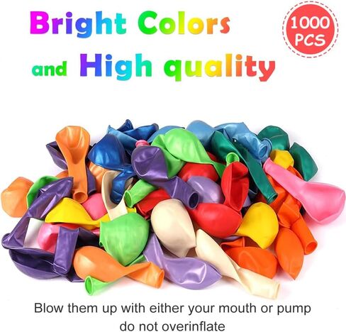 1000 Pcs Balloons Assorted Color, 10 Inch - 16 Rainbow Color Latex Party Balloons for Birthday Baby Shower Wedding Party Supplies Arch Garland (Multicolor, 1000 pcs) in Kuwait