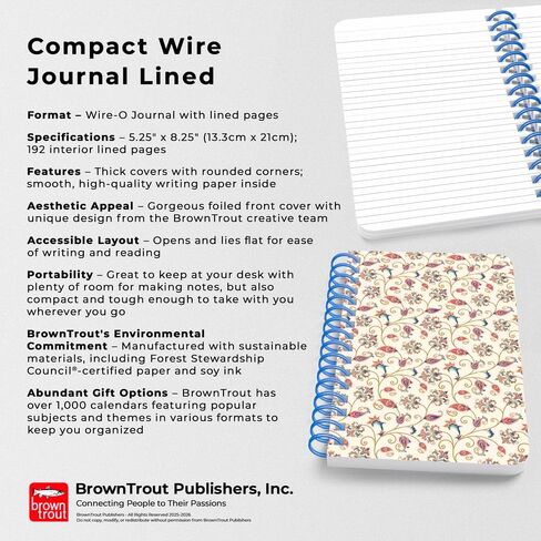 Tuscan Delight | 5.25 x 8.25 Inch Compact Wire Journal | Non-Dated | Foil Stamped Cover | BrownTrout | Planning Stationery Diary in Saudi Arabia
