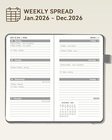 2026 Pocket Weekly Calendar by YihurKis - Planner 2026 Purse Size 3.5'' x 6'',2026 Small Planner Weekly and Monthly with Pen Holder, Leather Hard Cover - Pink in Saudi Arabia