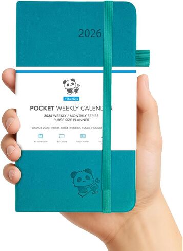 2026 Pocket Weekly Calendar by YihurKis - Planner 2026 Purse Size 3.5'' x 6'',2026 Small Planner Weekly and Monthly with Pen Holder, Leather Hard Cover - Pink in Saudi Arabia