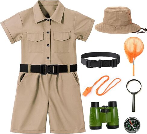KAIPUTE Kids Explorer Adventurer Costume Boys Girls Safari Camping Trailblazer Jungle Seeker Outdoor Kit Cosplay in Saudi Arabia