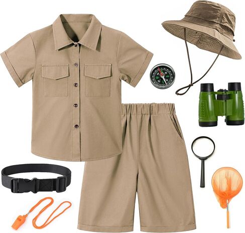 KAIPUTE Kids Explorer Adventurer Costume Boys Girls Safari Camping Trailblazer Jungle Seeker Outdoor Kit Cosplay in Saudi Arabia