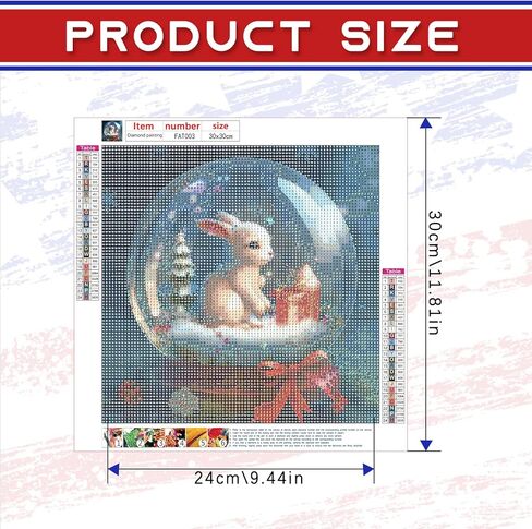 Focart Diamond Painting ، مجموعات فن الماس البالغين DIY Round Round Crystal Rhinestone Gem Kits للمبتدئين ديكور جدار هدية (12 "x12" ، الأرنب) ... in Kuwait