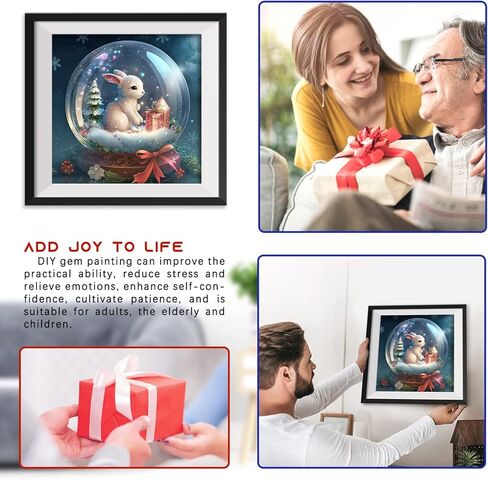 Focart Diamond Painting ، مجموعات فن الماس البالغين DIY Round Round Crystal Rhinestone Gem Kits للمبتدئين ديكور جدار هدية (12 "x12" ، الأرنب) ... in Kuwait