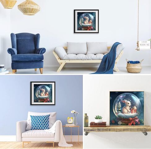 Focart Diamond Painting ، مجموعات فن الماس البالغين DIY Round Round Crystal Rhinestone Gem Kits للمبتدئين ديكور جدار هدية (12 "x12" ، الأرنب) ... in Kuwait