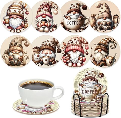Martini Corktail Diamond Art Coasters - 8 Pcs Summer Martini Glass Diamond Painting Coasters Kit for Adult, 3D Gem Rhinestone Art Painting Kit for Women in Saudi Arabia