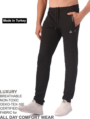 بنطال رياضي رجالي مع جيوب بنطال رياضي نحيف مدبب مفتوح من الأسفل من Inseam (L/36L، HR-K536) in Kuwait