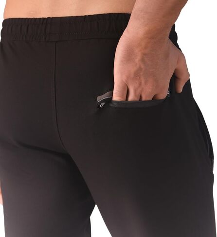 بنطال رياضي رجالي مع جيوب بنطال رياضي نحيف مدبب مفتوح من الأسفل من Inseam (L/36L، HR-K536) in Kuwait