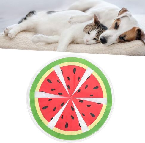 GLOGLOW Dog Cooling Mat, PVC Fruit Pattern Dog Ice Pad Watermelon Travel Round Cooler Mat Water Cooling Cushion Cats Dogs Seat(Watermelon) Beds in Saudi Arabia