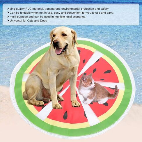 GLOGLOW Dog Cooling Mat, PVC Fruit Pattern Dog Ice Pad Watermelon Travel Round Cooler Mat Water Cooling Cushion Cats Dogs Seat(Watermelon) Beds in Saudi Arabia