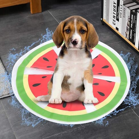 GLOGLOW Dog Cooling Mat, PVC Fruit Pattern Dog Ice Pad Watermelon Travel Round Cooler Mat Water Cooling Cushion Cats Dogs Seat(Watermelon) Beds in Saudi Arabia