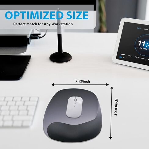 Ergonomic Mouse Pad with Wrist Rest, Gel Mousepad with Wrist Support, Computer Mouse Pad with Lycra Fabric for Efficient Office ＆ Gaming & Home, Anti-Slip Base Suitable for All desks (Gradient Black) in Saudi Arabia