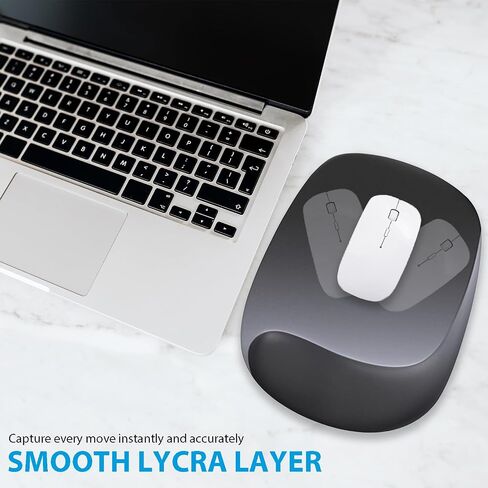 Ergonomic Mouse Pad with Wrist Rest, Gel Mousepad with Wrist Support, Computer Mouse Pad with Lycra Fabric for Efficient Office ＆ Gaming & Home, Anti-Slip Base Suitable for All desks (Gradient Black) in Saudi Arabia