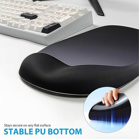 Ergonomic Mouse Pad with Wrist Rest, Gel Mousepad with Wrist Support, Computer Mouse Pad with Lycra Fabric for Efficient Office ＆ Gaming & Home, Anti-Slip Base Suitable for All desks (Gradient Black) in Saudi Arabia