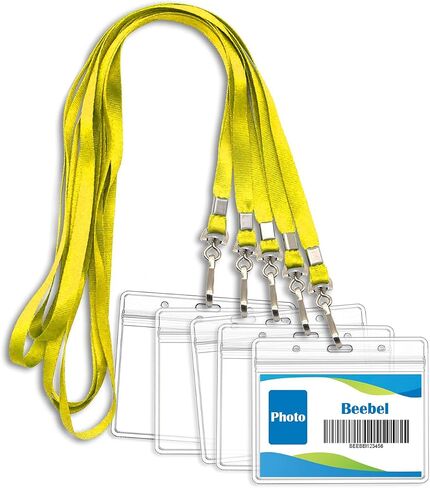 Beebel ID Badge Holder Lanyards with Waterproof Badge Card Bulk Lanyard for Name Tags Holders(Yellow) in Kuwait