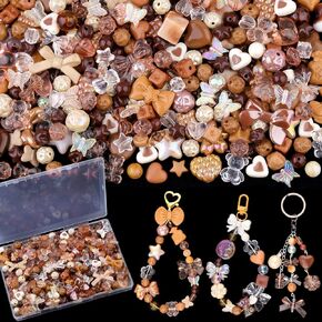 Assorted Acrylic Beads,400-450PCS Mixed Cute Bead for Bracelet Making,Aesthetic Flower Bow Butterfly GummyBear Round Star Kawaii Charms for Jewelry Necklace Making DIY Keychain Phone Charm