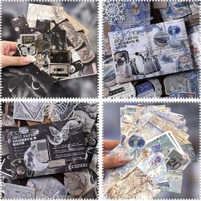 200Pcs Vintage Scrapbook Paper Sticker Kit, Nature Flowrs Scrapbooking Decals for Junk Journal Supplies Card Making Stationery Album, Collage, Planner, Gift Wrapping Craft in Kuwait