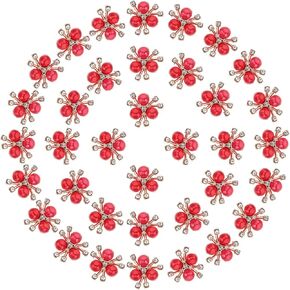 PATIKIL 40PCS Pearl Flower Buttons, Rhinestone Pearl Flower Buttons Embellishments Faux Pearl Rhinestone Buttons Flat Back Brooch for Jewelry Making Crafts Wedding Clothes Bag, Purple