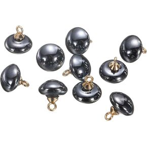 HARFINGTON 10pcs 16L Round Brown Faux Pearl Buttons 10mm 3/8" Gold Metal Shank Sewing Buttons Replacement DIY Small Button for Sewing Clothing Bridal Wedding Dress DIY Crafts