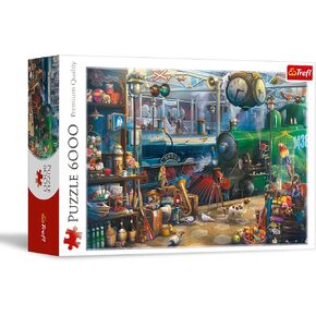 Trefl Train Station 6000 Piece Jigsaw Puzzle Red 54"x38" Print, DIY Puzzle, Large Jigsaw Full of Details, Creative Fun, Classic Jigsaw for Adults and Children from 12 Years Old