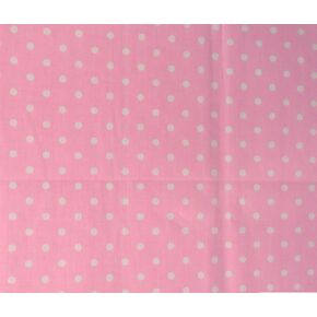 Small Polka Dot Poly Cotton White Dots on Pink 58 Inch Fabric By the Yard (F.E.