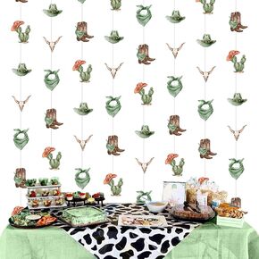 Kreatwow Western Cowboy Party Hanging Garland Wild West Cowboy Streamer Brown Cow Garland for My First Rodeo Theme Baby Shower First Birthday Party Farm Animal Party Supplies