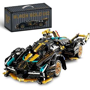 1:14 V12 Technic Super Sports Cars Model Sets - 1314 PCS Black Gold MOC Building Block Car Raceing Engineering Toys - Gift Idea for Adults Boys Girls for Play and Display Collection