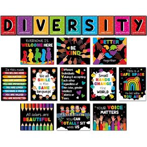 gisgfim 20PCS Classroom Diversity Posters Inclusive Diversity Kindness Bulletin Board Multicultural Inspirational Classroom Decorations for Preschool Elementary Middle School Learning Wall Art Decor