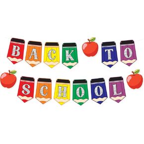 4E's Novelty Back to Classroom Decorations Banners, NO DIY 10ft Colorful Pencil Banner, Welcome Back to School Banner Decorations for Classroom First Day of School Decor