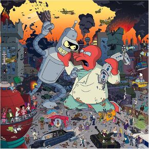 Futurama Bender vs. Zoidberg 1000-Piece Jigsaw Puzzle for Adults | 28 x 20 Inches