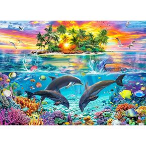 Jigsaw Puzzles for Adults 1000 Piece Puzzle for Adults 1000 Pieces Puzzle 1000 Pieces-Colorful Seascape Dolphins