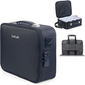 Luxtude Graded Card Storage Box with Adjustable Dividers, Trading Card Storage Box w/Combination Lock, Baseball Sports Cards Slab Case for PSA/BGS/SGC/Toploaders, MTG Commander Deck for TCG/Pokemon
