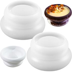 2 PCS Geometric Round Silicone Molds Unique Candle Holder Molds Double Round Container Mold Succulent Planter Jewelry Trinket Tray Plate Mould Epoxy Casting Moulds for DIY Art Craft Home Decor