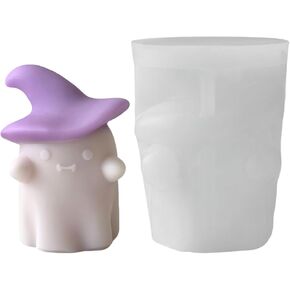 Halloween Ghost Pumpkin Candle Molds, 3D Halloween Ghost Shape Silicone Molds for Candle Making, Resin Molds for Soy Wax Aromatherapy Soap, Chocolate, Polymer Clay, Home Decorations (Ghost-A)
