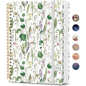 2025 Planner - Weekly and Monthly Planner, Jan 2025 to Dec 2025, Hardcover 2025 Calendar Planner Book with Monthly Tabs, Inner Pocket, Ideal for Office Home School Supplies - A5 (6.3" x 8.5"), Spring Flowers