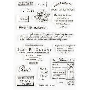 French Receipts, Clear Stamps 4x6 inch by Wintertime Crafts for Scrapbooking and Art Journals, Elegant Paris Decorative Stamps