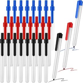 24 Count Retractable Dry Erase Marker, Clickable Whiteboard Markers Bulk No Bleed Smear Fine Point Large Capacity Erasable Markers for School Office Meetings(Black,Red,Blue)