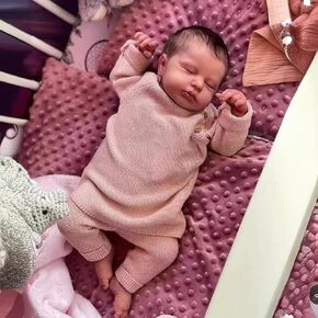 Wamdoll 19Inches Sweet Sleeping Cuddly Baby Rooted Hair Reborn Doll with Cloth Body Realistic Newborn Girl Dolls Lifelike, May God Bless You
