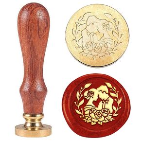 1pc Vintage Wax Seal Stamp Wreath and Bird Sealing Wax Stamp 25mm Removable Brass Stamp Head with Wooden Handle for Envelopes Invitations Wedding Embellishment Bottle Decoration