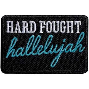 Hard Fought Hallelujah 3" Iron On Patches, Easter Day Fabric Patches for Clothes Backpacks Hats Jeans Bags, Religious Embroidered Patches, DIY Sew on or Iron on Patch, Gifts for Christians