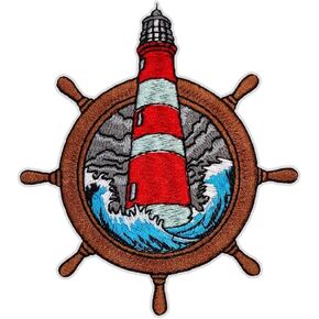 EMBROBOF Guiding Lighthouse Patch – 3.5 inches, Cool Colorful Boating Patch – Embroidered Iron On/Sew On Boating Patches for Jackets