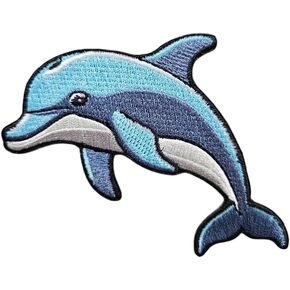 3.5" Embroidered Dolphin Iron On Patch | Decorative Dolphin Applique Iron On/Sew On Patches for Clothing, Hats, Backpacks, Clothes, Jacket, Girls, Boys