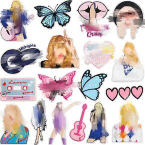 Iron on Patches for Clothes, IN Chenthy 18Pcs Embroidered Patches TS Iron-on Patches for Clothes, Music Applique Fashion Patches for Jeans Jackets Hats Bags Gifts for Music Fans