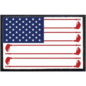 US Flag - Golf Morale Patch | Hook and Loop Attach for Hats, Jeans, Vest, Coat | 2x3 in | by Pull Patch