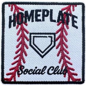 Home Plate Social Club Patch, Baseball Mom Club 3 Inches Iron On/Sew On Embroidered Applique Fabric Sport Patches for Clothes Backpacks Hat Jeans, Embroidery Patches for Baseball Players
