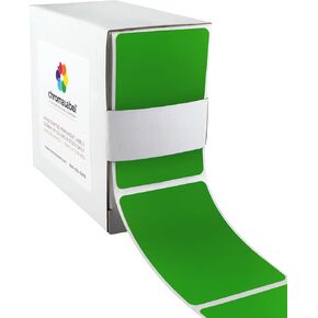 ChromaLabel 2 x 3 inch Permanent Color Code Rectangle Labels, 250 Labels per Dispenser Box, Green