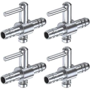 4PCS Aquarium Air Valve, 1/5" ID Bright Silver Straight Way Fish Tank Air Flow Control Lever Pump Copper Nickel Plated Airline Valve for Air Pump/Air Transfer System